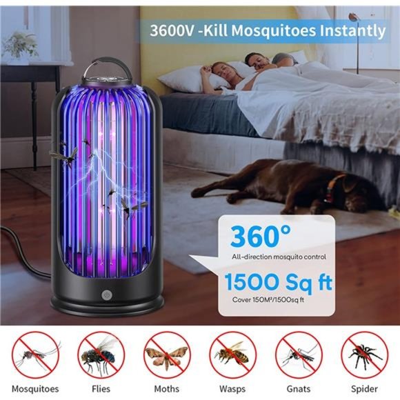 Electric Bug Zapper for Indoor Outdoor, 3600V UV Light Mosquito Zapper Killer - Picture 2 of 7